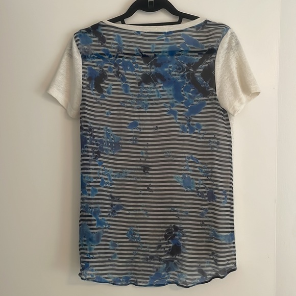 Bailey44 White Linen T-Shirt with Patterned Sheer Back - Picture 1 of 5